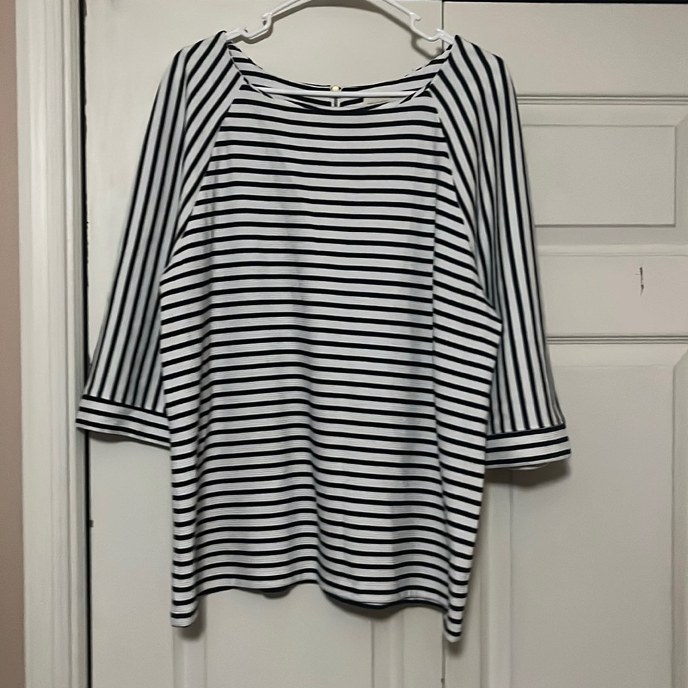 chicos black and white striped shirt
